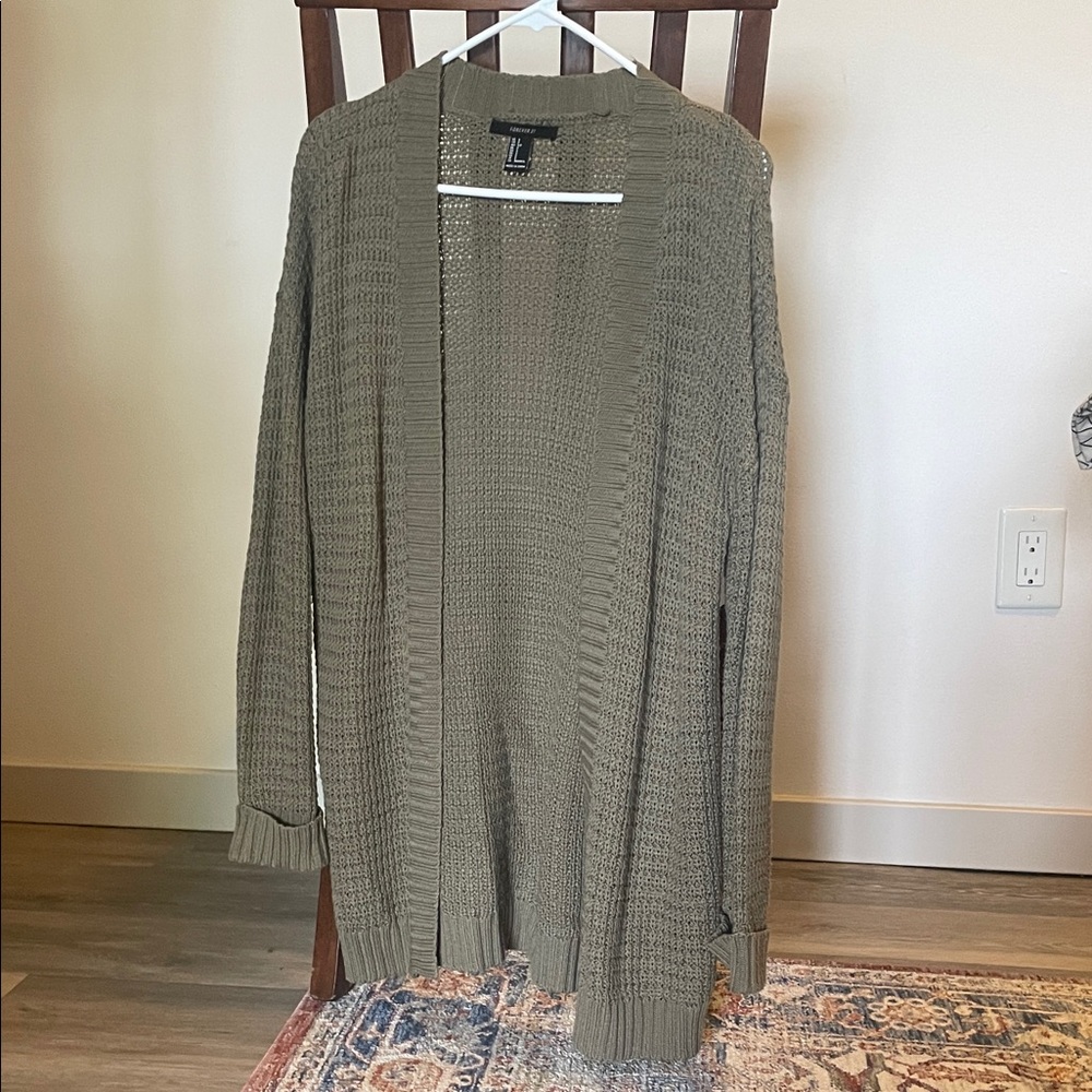Forever 21 Khaki Knit Cardigan
